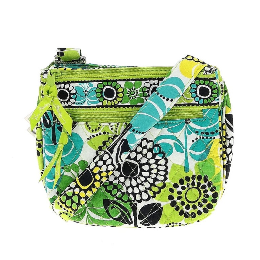 Vera Bradley Lime Green Teal Black Floral Mini Crossbody